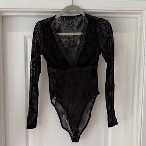 Sheer Black Lace Bodysuit